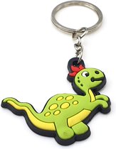 Kinder sleutelhanger uitdeelkado rubber dinosaurus groen