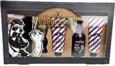 Barbershop Haircuts & Shave pakket - Zwart / Bruin - Shampoo / After Shave / Body Wash - Vaderdag - Verjaardag - Baard Cadeau Pakket - 5 Delig - Inclusief 2 Originele Milieuvriendelijke Bambo