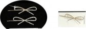 Haarschuifjes - Klik-Klak Haarspelden - Haarclip - Strikje - Strass - Zilverkleurig - 7.1 cm Set 2 Stuks