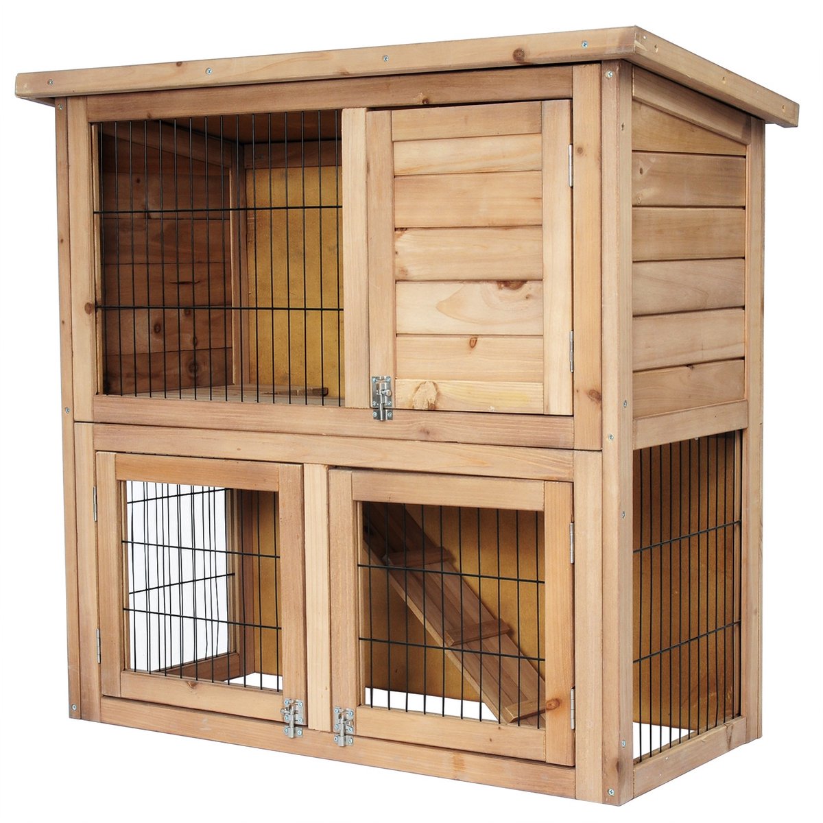 PawHut Konijnenhok, konijnenhok, konijnenhok, hok voor kleine dieren, dubbele stok