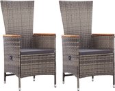 Decoways - Tuinstoelen 2 stuks met kussens poly rattan grijs