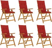 Decoways - Tuinstoelen 6 stuks inklapbaar met kussens massief acaciahout