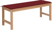 Decoways - Tuinbank met wijnrood kussen 120 cm massief teakhout