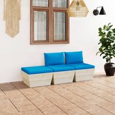 Decoways - 3-delige Loungeset met kussens pallet vurenhout