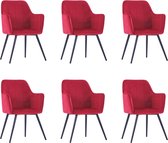 Decoways - Eetkamerstoelen 6 st fluweel donkerrood