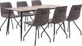 Decoways - 7-delige Eethoek kunstleer donkerbruin