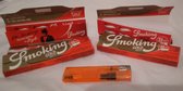 Smoking Gold King Size Rokersvloei + Tips 2 in 1 Compleet 4 pack Lange Vloei + 1 Aansteker