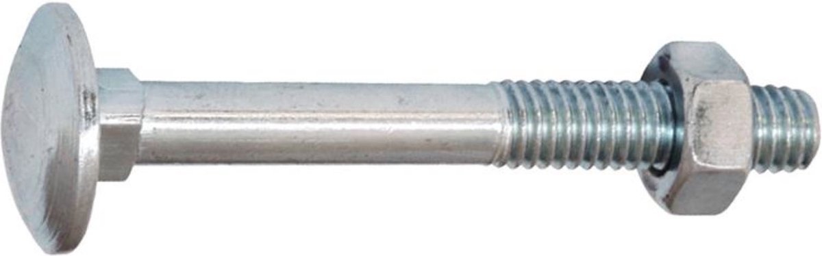 Slotbout met moer. M5 x 40mm. lang. verzinkt 12 stuks Houtbout. Homefix.