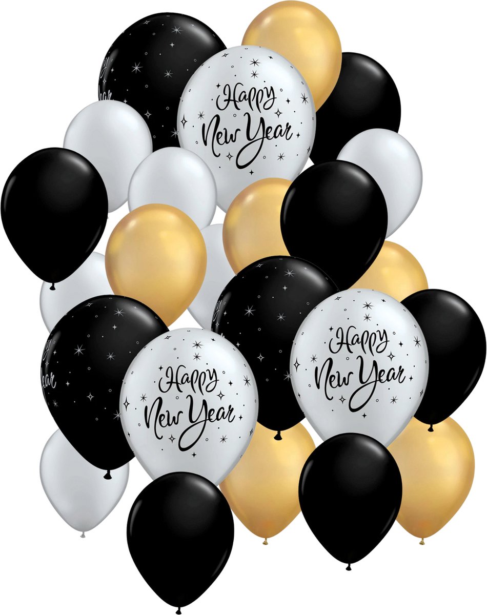 Ballonnen Zwart Goud 30 stuks Verjaardag Versiering Oud en Nieuw