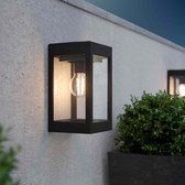 Solar Wandlamp - Vintage Lantaarn met glas - Industriële Buitenlamp - Zonne-Energie - Zwart