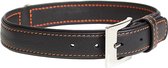 Trendy leder halsband Zwart 38-46cm/24mm