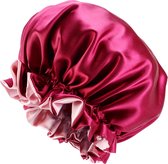 Rode Satijnen Slaapmuts met randje / Reversible Hair Bonnet / Haar bonnet van Satijn / Satin bonnet / Afro nachtmuts voor slapen