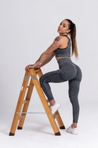 Mives® Sportlegging en Top - yoga-outfit - Fitness set - Scrunch Butt - Dames Legging - Sportkleding - Fashion legging - Broeken - Gym Sports - Legging Fitness Wear - High Waist - GRIJS - maat S - BRA