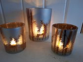 Set van 3 windlichten -  Home Society - koper/goud - wit - mooi kerst/lichteffect