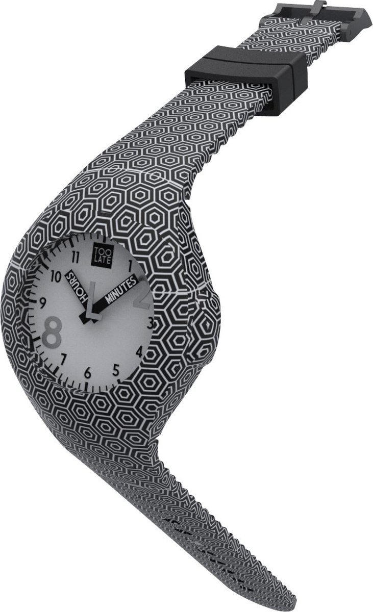 TOO LATE - siliconen horloge - MASH UP DECOR Medium - Ø 40 mm - Optical
