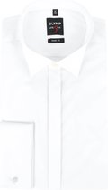OLYMP Level 5 body fit overhemd - smoking overhemd - wit - gladde stof met wing kraag - Strijkvriendelijk - Boordmaat: 43