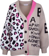 Gebreid vest - Dames - Panterprint - Hazelnoot