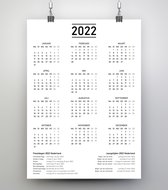 Poster jaarkalender 2022 - met Nederlandse feestdagen en jaargetijden - 50x70cm - extra dik papier 200 gram