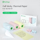 Peripage officieel gekleurd sticker papier - 6 Rollen - A6 - Thermisch papier voor Peripage