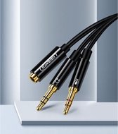 UGREEN AUX 3.5 mm mannetje naar 3.5mm Female Audio Connector Adapter Kabel 2 in 1 microfoon + Koptelefoon Splitter Kabel Converter - ZWART - AV140-20898 024306