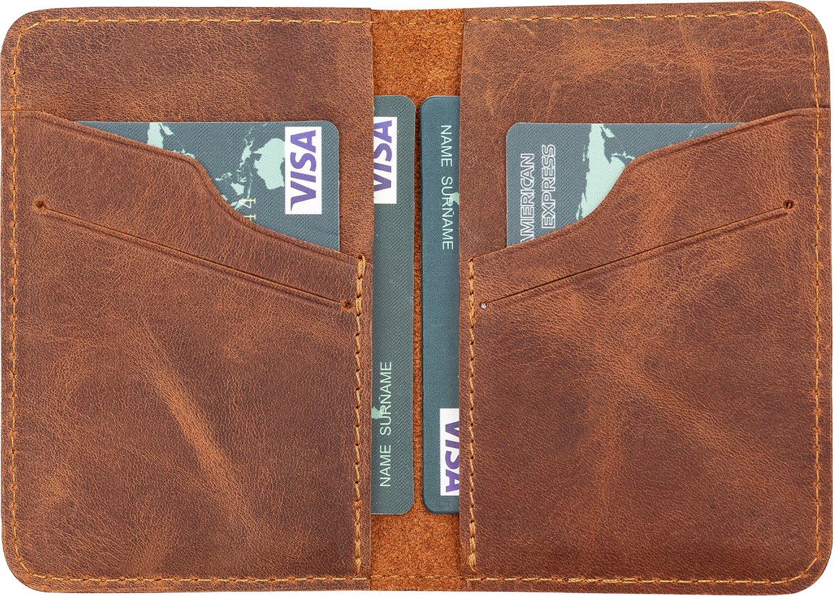 Pulledro echt leer Cardholder Pasjeshouder Portemonnee - Antic Tan