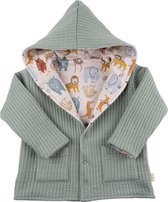 Double-sided Reversible Hoodie - Jungle - Mint ( 6-12 maand )