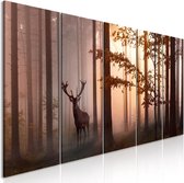 Schilderij - Morning (5 Parts) Narrow Brown.