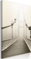 Schilderij - Bridge in the Fog (1 Part) Vertical.
