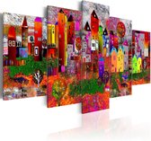 Schilderij - Colourful Small Town.