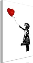 Schilderij - Banksy: Girl with Balloon (1 Part) Vertical.