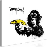 Schilderij - Banksy: Monkey with Banana (1 Part) Wide.