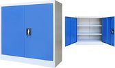 Decoways - Kantoorkast 90x40x90 cm metaal grijs en blauw