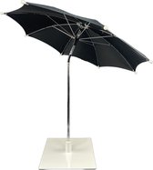 Tafel parasol Zwart van WDMT | mini parasol balkon | strandparasol | parasol met voet | zweefparasol | parasols | schaduwdoek | verzwaarde parasolvoet | drank koeler buiten | Zwart