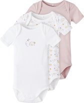 name it NBFBODY 3P SS VIOLET ICE RAINBOW NOOS Meisjes Rompertje - Maat 74