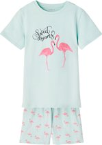 NAME IT NKFNIGHTSET SS SHORTS FLAMINGO Meisjes Pyjamaset - Maat 146/152