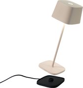 Zafferano - Ofelia MINI - Zand kleur - H30cm - Ledlamp - Bureaulamp – Tafellamp – Snoerloos – Verplaatsbaar – Duurzaam - Voor binnen en buiten – LED - Dimbaar - 3000K - IP65 Spat W