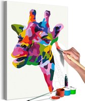 Doe-het-zelf op canvas schilderen - Colourful Giraffe.