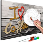 Doe-het-zelf op canvas schilderen - I Love Coffee.