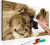 Doe-het-zelf op canvas schilderen - Lions In Love.