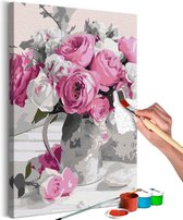 Doe-het-zelf op canvas schilderen - Pink Bouquet.