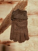 Winter Handschoenen - Dames - Verwarmde - Bruin met zwarte stippen