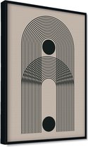 Akoestische panelen - Geluidsisolatie - Akoestische wandpanelen - Akoestisch schilderij AcousticPro® - paneel met grafisch element - Design 7 - basic - 60x90 - zwart- Wanddecoratie