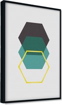 Akoestische panelen - Geluidsisolatie - Akoestische wandpanelen - Akoestisch schilderij AcousticPro® - paneel met grafisch groene elementen - Design 41 - Basic - 60X90 - zwart- Wan