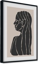 Akoestische panelen - Geluidsisolatie - Akoestische wandpanelen - Akoestisch schilderij AcousticPro® - paneel met surrealistische gezichtslijn tekening - Design 59 - Basic - 60X90