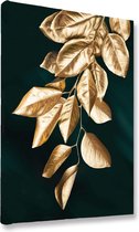 Akoestische panelen - Geluidsisolatie - Akoestische wandpanelen - Akoestisch schilderij AcousticBudget® - paneel zwart gouden bladeren 3/3 - design 235 - 50x70 - Wanddecoratie - wo