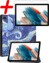 Hoesje Geschikt voor Samsung Galaxy Tab A8 Hoes Case Tablet Hoesje Tri-fold Met Screenprotector - Hoes Geschikt voor Samsung Tab A8 Hoesje Hard Cover Bookcase Hoes - Sterrenhemel