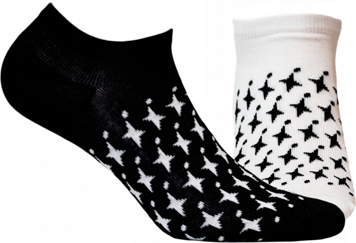 Gatta-Wola Funky 2-pack Unisex-grappige Sneakersokken-2 verschillende patronen, maat 39-42, fonkelende ster patroon