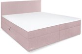Beddenleeuw Boxspring Bed Lana met Opbergruimte - 140x210 - Incl. Hoofdbord + Topper - Roze