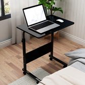 Laptoptafel met Wielen - Hoog Bureau - knietafel - in Hoogte Verstelbare -voor Slaapkamer en Bank - Zwarte walnoot - 40 x 60cm