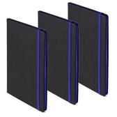Set van 6x stuks schriften/notitieboekje blauw met elastiek A5 formaat - 80x gekleurde blanco paginas - opschrijfboekjes
